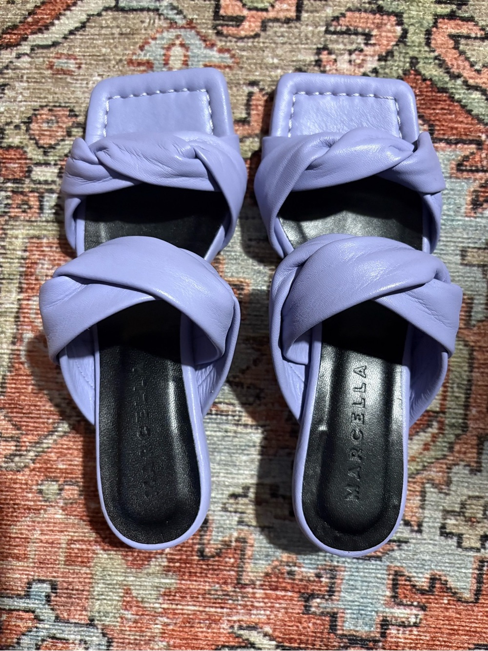 MARCELLA Lavender Braided Double-Strap Slide Mules